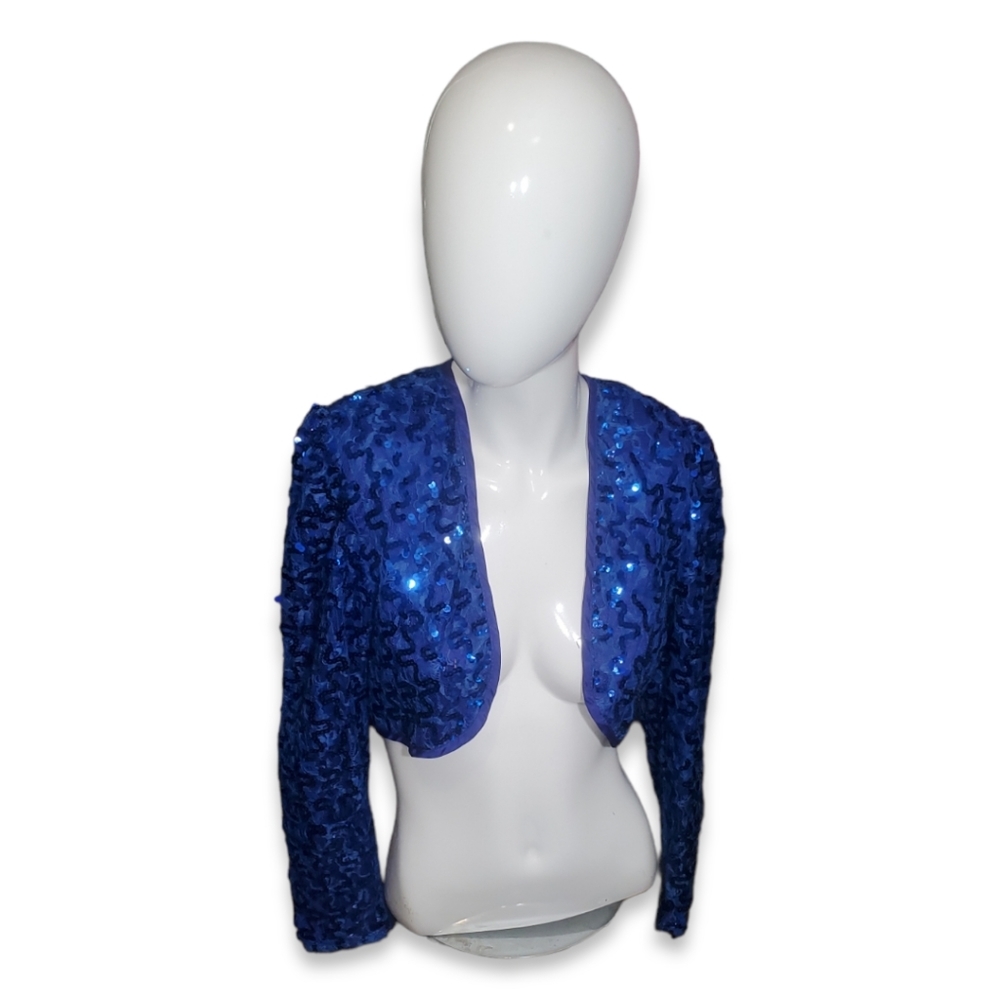Vintage Handmade Sequin Lace Bolero Jacket Size M